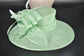 Elegant Mint Green Sinamay Derby Hat, Wide Brim Fascinator for Kentucky Derby, Wedding Guest Hat, Tea Party Hat, Ascot Hat for Women