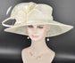 Elegant Off White/ Ivory Sinamay Derby Hat, Wide Brim Fascinator for Kentucky Derby, Wedding Guest Hat, Tea Party Hat, Ascot Hat  For Women