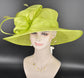 Elegant Lime Green Sinamay Derby Hat, Wide Brim Fascinator for Kentucky Derby, Wedding Guest Hat, Tea Party Hat, Ascot Hat  For Women
