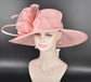 Elegant Peach Pink Sinamay Derby Hat, Wide Brim Fascinator for Kentucky Derby, Wedding Guest Hat, Tea Party Hat, Ascot Hat  For Women