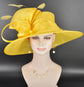 Elegant Lemon Yellow Sinamay Derby Hat, Wide Brim Fascinator for Kentucky Derby, Wedding Guest Hat, Tea Party Hat, Ascot Hat  For Women