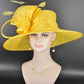 Elegant Lemon Yellow Sinamay Derby Hat, Wide Brim Fascinator for Kentucky Derby, Wedding Guest Hat, Tea Party Hat, Ascot Hat  For Women