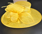 Elegant Lemon Yellow Sinamay Derby Hat, Wide Brim Fascinator for Kentucky Derby, Wedding Guest Hat, Tea Party Hat, Ascot Hat  For Women