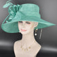 Elegant Turquoise Sinamay Derby Hat, Wide Brim Fascinator for Kentucky Derby, Wedding Guest Hat, Tea Party Hat, Ascot Hat  For Women
