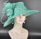 Elegant Turquoise Sinamay Derby Hat, Wide Brim Fascinator for Kentucky Derby, Wedding Guest Hat, Tea Party Hat, Ascot Hat  For Women