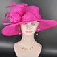 Elegant Fuchsia Pink Sinamay Derby Hat, Wide Brim Fascinator for Kentucky Derby, Wedding Guest Hat, Tea Party Hat, Ascot Hat  For Women