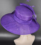 Elegant Purple Sinamay Derby Hat, Wide Brim Fascinator for Kentucky Derby, Wedding Guest Hat, Tea Party Hat, Ascot Hat  For Women