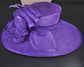 Elegant Purple Sinamay Derby Hat, Wide Brim Fascinator for Kentucky Derby, Wedding Guest Hat, Tea Party Hat, Ascot Hat  For Women