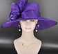 Elegant Purple Sinamay Derby Hat, Wide Brim Fascinator for Kentucky Derby, Wedding Guest Hat, Tea Party Hat, Ascot Hat  For Women