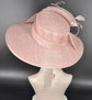 Elegant Blush Pink Sinamay Derby Hat, Wide Brim Fascinator for Kentucky Derby, Wedding Guest Hat, Tea Party Hat, Ascot Hat  For Women