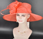 Elegant Coral Pink Sinamay Derby Hat, Wide Brim Fascinator for Kentucky Derby, Wedding Guest Hat, Tea Party Hat, Ascot Hat  For Women
