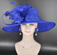 Elegant Royal Blue Sinamay Derby Hat, Wide Brim Fascinator for Kentucky Derby, Wedding Guest Hat, Tea Party Hat, Ascot Hat  For Women