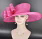 Hot Pink Kentucky Derby Hat, Wide Brim Sinamay Hat  for Women, Royal Ascot Hat, Tea Party Hat, Wedding Guest Hat, Spring Racing Hat