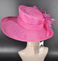 Hot Pink Kentucky Derby Hat, Wide Brim Sinamay Hat  for Women, Royal Ascot Hat, Tea Party Hat, Wedding Guest Hat, Spring Racing Hat