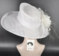 White Kentucky Derby Hat, Wide Brim Sinamay Hat  for Women, Royal Ascot Hat, Tea Party Hat, Wedding Guest Hat, Spring Racing Hat