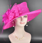 Fuchsia Pink Kentucky Derby Hat, Wide Brim Sinamay Hat  for Women, Royal Ascot Hat, Tea Party Hat, Wedding Guest Hat, Spring Racing Hat