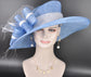 Light Blue White Wide Brim Kentucky Derby Hat, Ascot Hat for Wedding & Tea Party, Garden Party Hat, Mother of the Bride, Church
