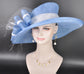Light Blue White Wide Brim Kentucky Derby Hat, Ascot Hat for Wedding & Tea Party, Garden Party Hat, Mother of the Bride, Church