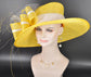 Lemon Yellow w White Kentucky Derby Hat, Wide Brim Sinamay Hat  Royal Ascot Hat, Tea Party Hat, Wedding Guest Hat, Spring Racing Hat