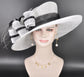 White w Black Kentucky Derby Hat, Wide Brim Sinamay Hat  Royal Ascot Hat, Tea Party Hat, Wedding Guest Hat, Spring Racing Hat