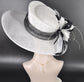 White w Black Kentucky Derby Hat, Wide Brim Sinamay Hat  Royal Ascot Hat, Tea Party Hat, Wedding Guest Hat, Spring Racing Hat