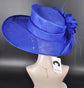 Royal Blue Kentucky Derby Hat, Wide Brim Sinamay Hat  Royal Ascot Hat, Tea Party Hat, Wedding Guest Hat, Spring Racing Hat