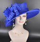 Royal Blue Kentucky Derby Hat, Wide Brim Sinamay Hat  Royal Ascot Hat, Tea Party Hat, Wedding Guest Hat, Spring Racing Hat