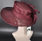 Burgundy/Maroon/Wine Kentucky Derby Hat, Wide Brim Sinamay Hat  Royal Ascot Hat, Tea Party Hat, Wedding Guest Hat, Carriage Party Hat