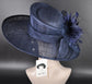 Navy Blue Kentucky Derby Hat, Wide Brim Sinamay Hat  Royal Ascot Hat, Tea Party Hat, Wedding Guest Hat, Spring Racing Hat