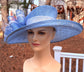 Light Blue /White Kentucky Derby Hat, Wide Brim Sinamay Hat  for Women, Royal Ascot Hat, Tea Party Hat, Wedding Guest Hat, Spring Racing Hat