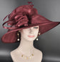 Elegant Burgundy/ Wine/Maroon Sinamay Derby Hat, Wide Brim Fascinator for Kentucky Derby, Wedding Guest Hat, Tea Party Hat, Ascot Hat