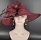 Elegant Burgundy/ Wine/Maroon Sinamay Derby Hat, Wide Brim Fascinator for Kentucky Derby, Wedding Guest Hat, Tea Party Hat, Ascot Hat
