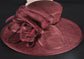 Elegant Burgundy/ Wine/Maroon Sinamay Derby Hat, Wide Brim Fascinator for Kentucky Derby, Wedding Guest Hat, Tea Party Hat, Ascot Hat