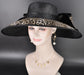 Black Leopard Wide Brim Hat for Women, Kentucky Derby Hat, Church & Ascot Hat, Adjustable Size Elegant Statement Hat