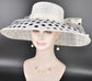 White w Black Polka Dots Wide Brim Hat for Women, Kentucky Derby Hat, Church & Ascot Hat, Adjustable Size Elegant Statement Hat