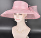 Pink Wide Brim Hat for Women, Kentucky Derby Hat, Church & Ascot Hat, Adjustable Size Elegant Statement Hat