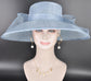 Light Blue Wide Brim Hat for Women, Kentucky Derby Hat, Church & Ascot Hat, Adjustable Size Elegant Statement Hat