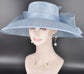 Light Blue Wide Brim Hat for Women, Kentucky Derby Hat, Church & Ascot Hat, Adjustable Size Elegant Statement Hat