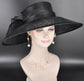 Black  Wide Brim Hat for Women, Kentucky Derby Hat, Church & Ascot Hat, Adjustable Size Elegant Statement Hat