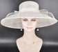 White Wide Brim Hat for Women, Kentucky Derby Hat, Church & Ascot Hat, Adjustable Size Elegant Statement Hat