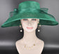 Emerald Green Wide Brim Hat for Women, Kentucky Derby Hat, Church & Ascot Hat, Adjustable Size Elegant Statement Hat