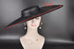 Wide Brim Sinamay Hat, 23.5 Inch Derby Hat, Ascot Hat, Church Hat, Wedding Hat, Statement Race Day Hat Black w Leopard