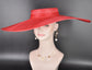 Wide Brim Sinamay Hat, 23.5 Inch Derby Hat, Ascot Hat, Church Hat, Wedding Hat, Statement Race Day Hat Red