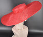 Wide Brim Sinamay Hat, 23.5 Inch Derby Hat, Ascot Hat, Church Hat, Wedding Hat, Statement Race Day Hat Red