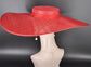 Wide Brim Sinamay Hat, 23.5 Inch Derby Hat, Ascot Hat, Church Hat, Wedding Hat, Statement Race Day Hat Red