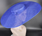 Wide Brim Sinamay Hat, 23.5 Inch Derby Hat, Ascot Hat, Church Hat, Wedding Hat, Statement Race Day Hat Royal Blue