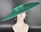 Wide Brim Sinamay Hat, 23.5 Inch Derby Hat, Ascot Hat, Church Hat, Wedding Hat, Statement Race Day Hat Emerald Green