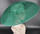 Wide Brim Sinamay Hat, 23.5 Inch Derby Hat, Ascot Hat, Church Hat, Wedding Hat, Statement Race Day Hat Emerald Green