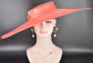 Wide Brim Sinamay Hat, 23.5 Inch Derby Hat, Ascot Hat, Church Hat, Wedding Hat, Statement Race Day Hat Coral Pink