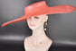 Wide Brim Sinamay Hat, 23.5 Inch Derby Hat, Ascot Hat, Church Hat, Wedding Hat, Statement Race Day Hat Coral Pink